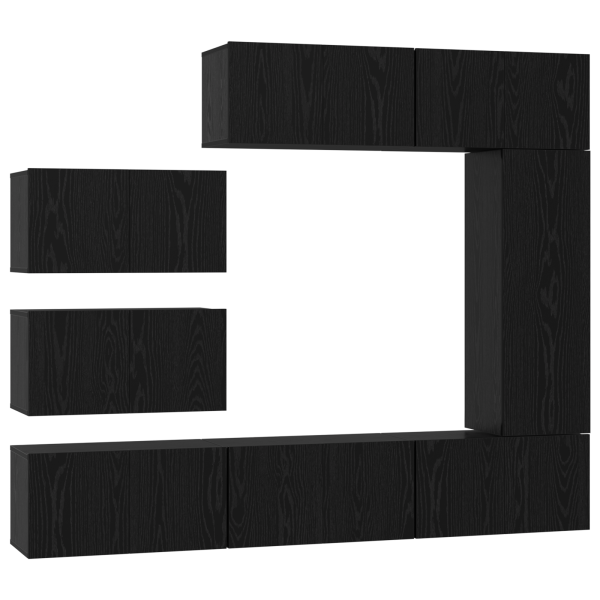Juego de Mueble de TV 8 pcs Roble negro 30.5 x 30 x 90 cm M 2