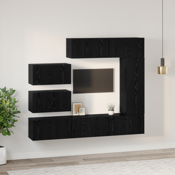 Conjunto de móvel de TV 8 pcs Carvalho preto 30.5 x 30 x 90 cm M 4