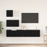 Mueble de TV de Pared con estante con almacenamiento con puerta 4 pcs Roble negro 1