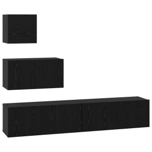 Gabinete de TV de Parede 4 pcs Carvalho preto 80 x 30 x 30.5 cm H
