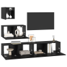 Mueble de TV de Pared con estante con almacenamiento con puerta 4 pcs Roble negro 3
