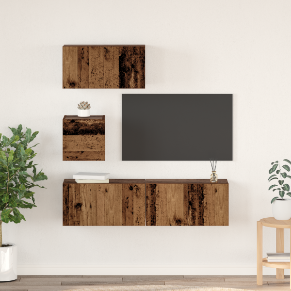 Set de TV Otro 4 pcs Madera envejecida 60 x 30 x 30 cm D