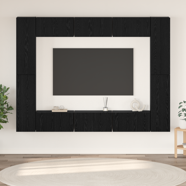 Conjunto de mueble de TV con estante Otro con almacenamiento con puerta 10 pcs Roble negro D