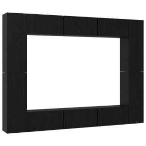 Conjunto de móvel de TV com prateleira Outros com armazenamento com porta 10 pcs Carvalho Preto H