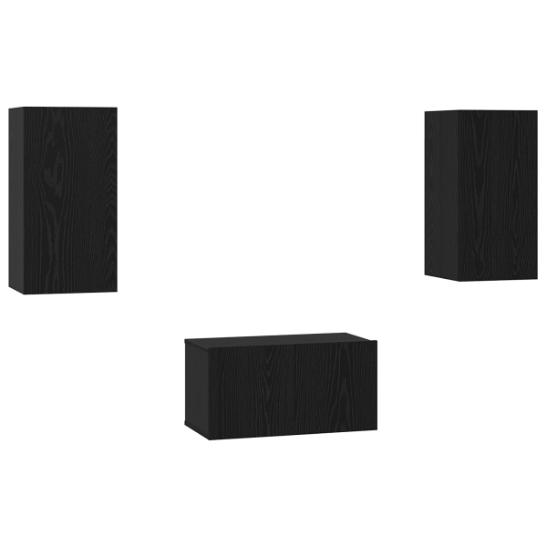 Conjunto de móvel de TV 3 pcs Carvalho Preto 60 x 30 x 30.5 cm M 2