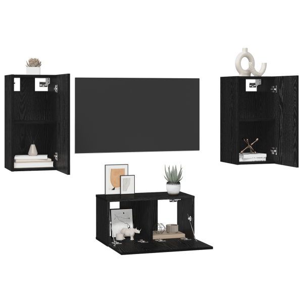 Conjunto de móvel de TV 3 pcs Carvalho Preto 60 x 30 x 30.5 cm M 3