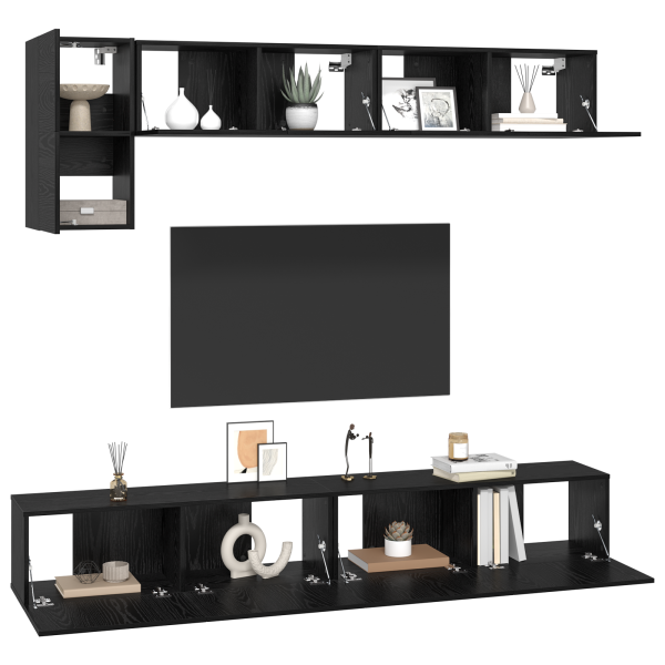 Conjunto de móvel de TV 5 pcs Carvalho Preto 100 x 30 x 30 cm M 3