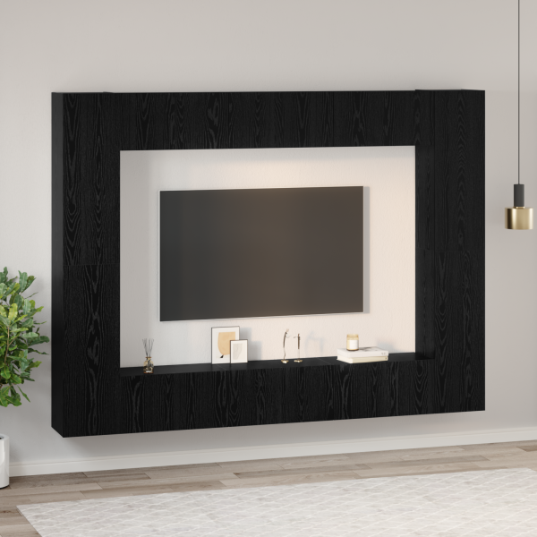 Conjunto de mueble de TV con estante con almacenamiento con puerta 10 pcs Roble negro M 4