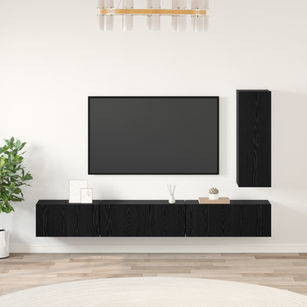 Conjunto de mueble de TV 4 pcs Roble negro 30.5 x 30 x 90 cm D