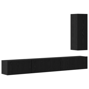 Conjunto de móvel de TV 4 pcs Carvalho Preto 30.5 x 30 x 90 cm H