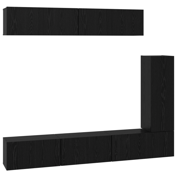 Juego de Mueble de TV 6 pcs Roble negro 30.5 x 30 x 90 cm M 2