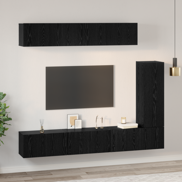 Conjunto de móvel de TV 6 pcs Carvalho preto 30.5 x 30 x 90 cm M 4