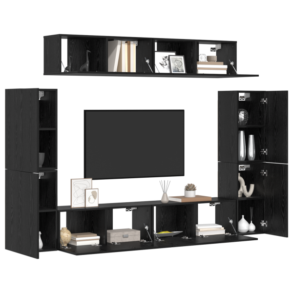 Conjunto de móvel de TV 8 pcs Carvalho Preto 80 x 30 x 30.5 cm M 3