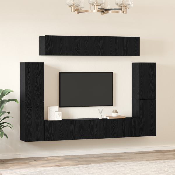 Conjunto de móvel de TV 8 pcs Carvalho Preto 80 x 30 x 30.5 cm M 4