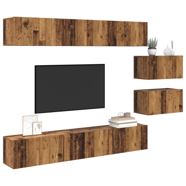 Mueble de TV 8 pcs Madera envejecida 60 x 30 x 30.5 cm M 3