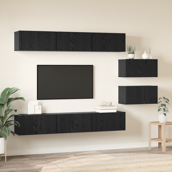 Mueble de TV 8 pcs Roble negro 60 x 30 x 30.5 cm M 4