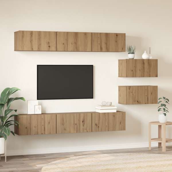 Mueble de TV 8 pcs Roble artesanal 60 x 30 x 30.5 cm M 4