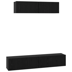 Mueble de TV de Pared Otro con almacenamiento con puerta 4 pcs Roble Negro H