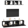 Mueble de TV de Pared Otro con almacenamiento con puerta 4 pcs Roble Negro 3
