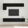Conjunto de móvel de TV com prateleira com armazenamento com porta 5 pcs Carvalho Preto 1