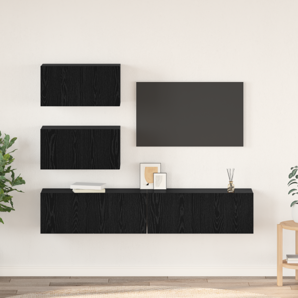 Conjunto de Muebles para TV 4 pcs Roble negro 80 x 30 x 30 cm D