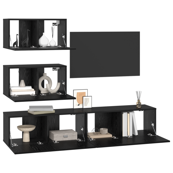 Conjunto de Muebles para TV 4 pcs Roble negro 80 x 30 x 30 cm M 3