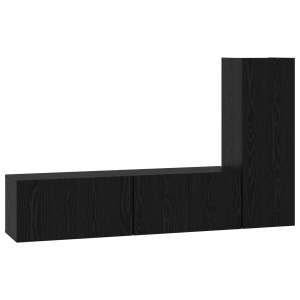 Set de Mueble de TV 3 pcs Roble negro Pequeña 30.5 x 30 x 90 cm H