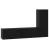 Set de Mueble de TV 3 pcs Roble negro Pequeña 30.5 x 30 x 90 cm 2