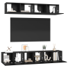 Conjunto de mueble de TV con estante con almacenamiento con puerta 5 pcs Roble Negro 3