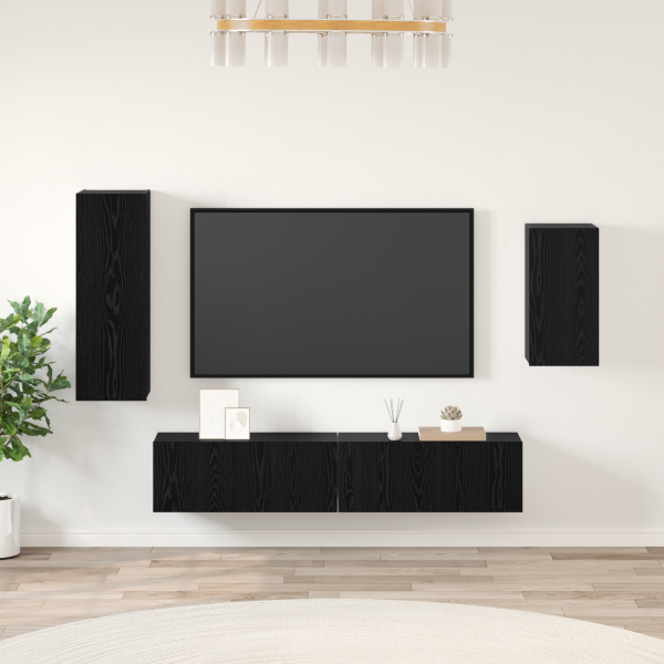 Juego de muebles de TV 4 pcs Roble negro 30.5 x 30 x 90 cm D