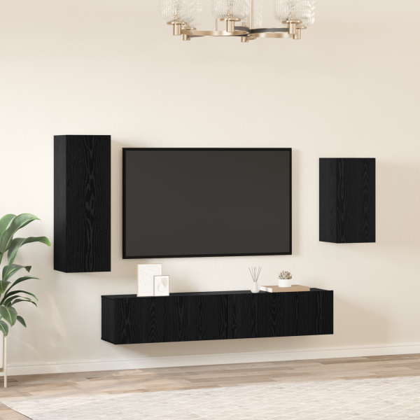 Juego de muebles de TV 4 pcs Roble negro 30.5 x 30 x 90 cm M 4