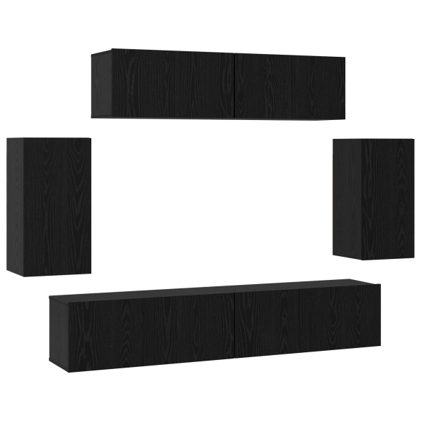 Mueble de TV de Pared 6 pcs Roble negro Madera contrachapada M 2