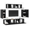 Mueble de TV de Pared 6 pcs Roble negro Madera contrachapada 3