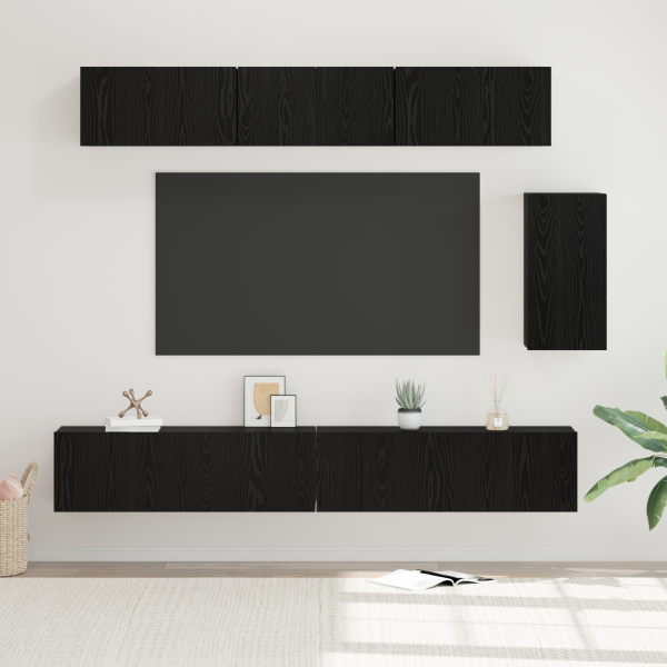 Conjunto de mueble de TV 6 pcs Roble negro 100 x 30 x 30 cm D