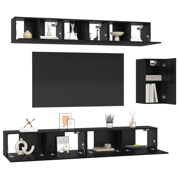 Conjunto de mueble de TV 6 pcs Roble negro 100 x 30 x 30 cm M 3