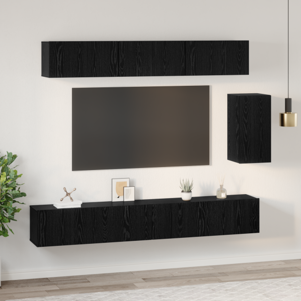 Conjunto de mueble de TV 6 pcs Roble negro 100 x 30 x 30 cm M 4