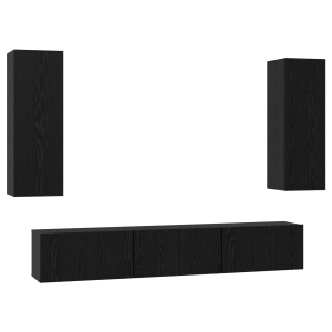 Conjunto de mueble de TV con estante Otro con almacenamiento con puerta 5 pcs Roble negro H