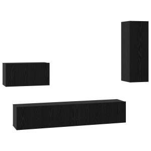 Mueble de TV de Pared con estante Otro con almacenamiento con puerta 4 pcs Roble negro H