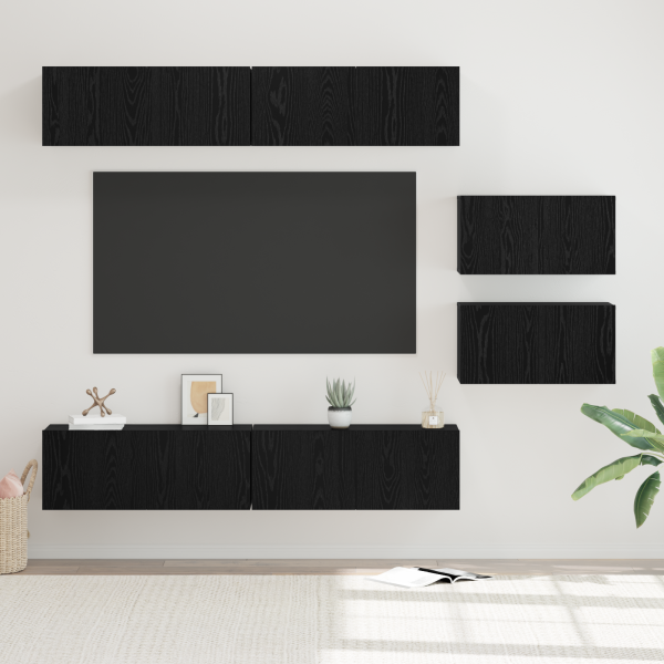 Mueble de TV 6 pcs Roble negro 80 x 30 x 30.5 cm D