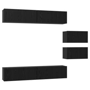 Conjunto de móvel de TV 6 pcs Carvalho preto 80 x 30 x 30.5 cm H
