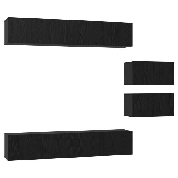 Mueble de TV 6 pcs Roble negro 80 x 30 x 30.5 cm M 2