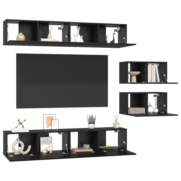 Conjunto de móvel de TV 6 pcs Carvalho preto 80 x 30 x 30.5 cm M 3
