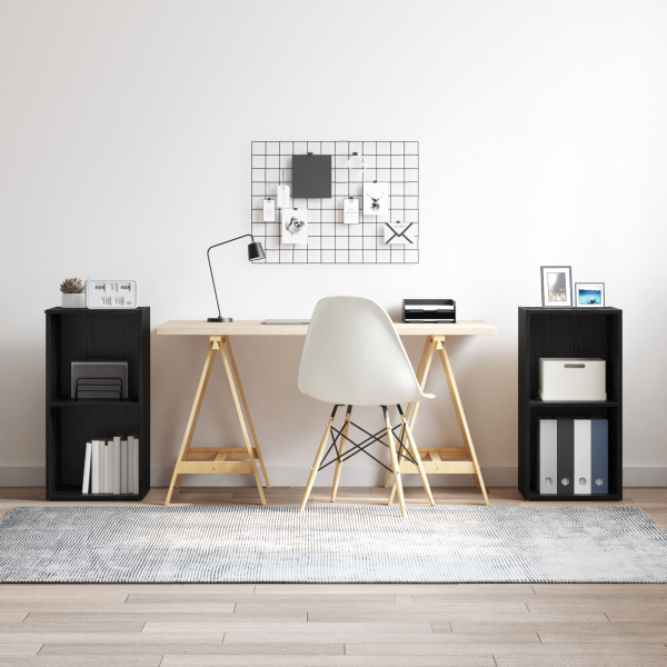 Conjunto de mueble de TV 2 pcs Roble Negro 37 x 35 x 107 cm D