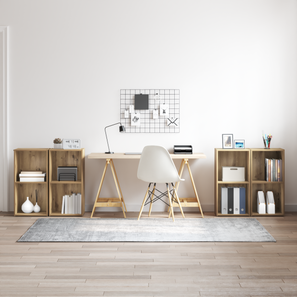 Conjunto de mueble de TV con estante 4 pcs Roble artesanal D