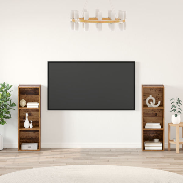 Conjunto de mueble de TV con estante 2 pcs Madera envejecida D
