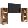 Conjunto de mueble de TV con estante 2 pcs Madera envejecida 3
