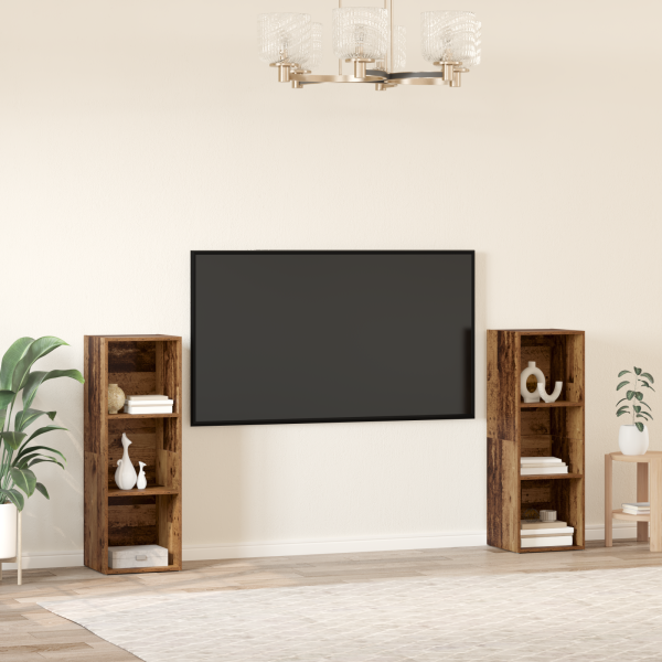Conjunto de mueble de TV con estante 2 pcs Madera envejecida M 4