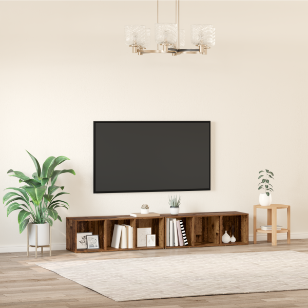 Conjunto de mueble de TV 2 pcs Madera Vieja 37 x 35 x 107 cm M 4