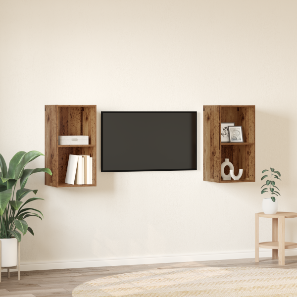 Gabinete de TV de Parede 2 pcs Madeira Antiga 37 x 37 x 72 cm M 4