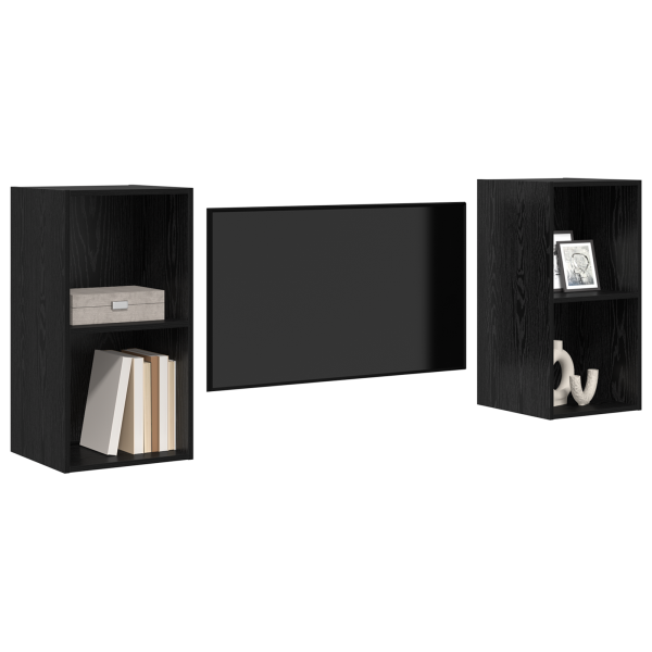Gabinete de TV de Parede 2 pcs Carvalho Preto 37 x 37 x 72 cm M 3